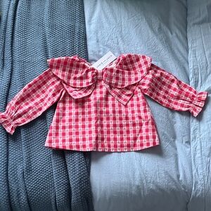 NWT Janie and Jack Infant Heart Gingham Top